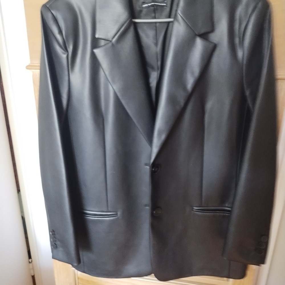 Zara Dark Black Faux Leather Jacket